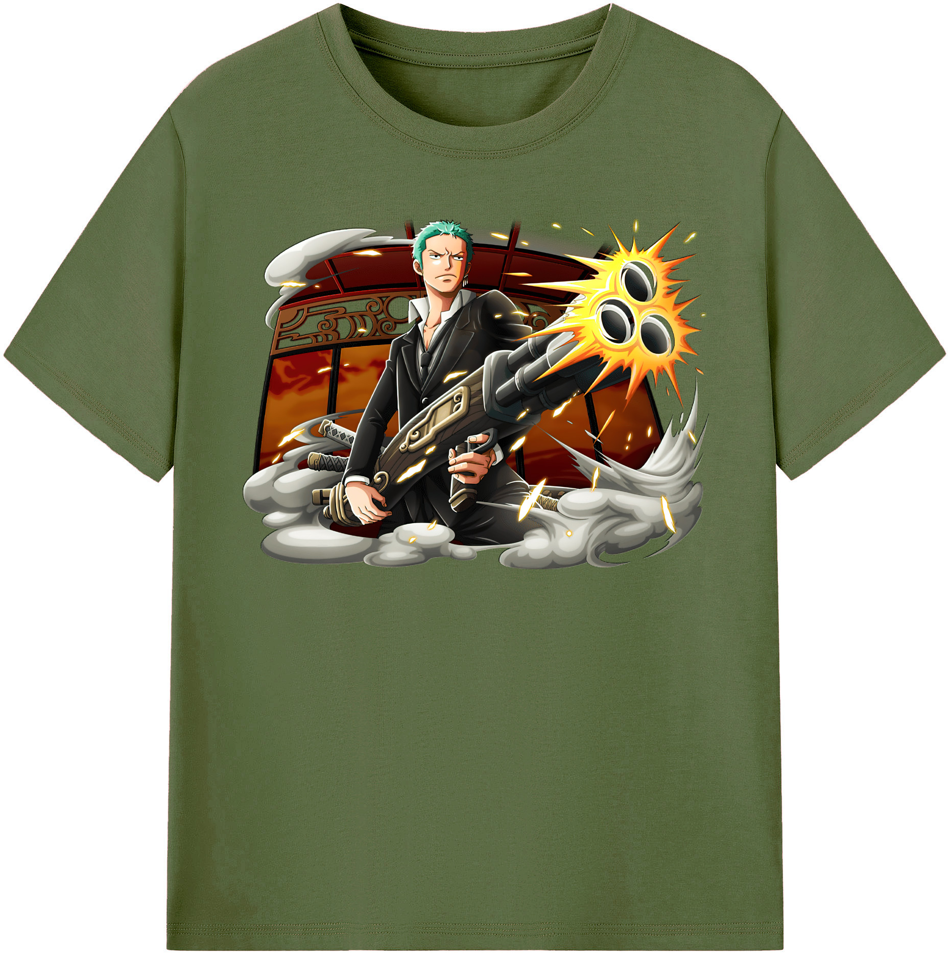 ワンピース ロロノア・ゾロ ONE PIECE Roronoa Zoro 綿100％半袖Tシャツ（フロントプリント）